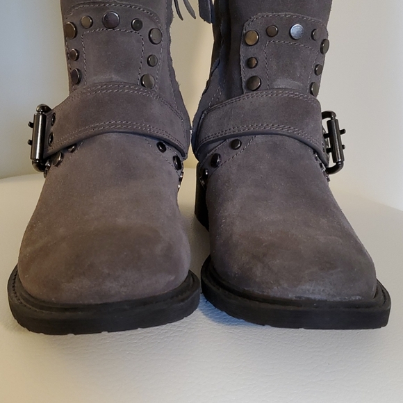 Sam Edelman Deyrn Stud Moto Gray Suede Boots - Picture 12 of 15